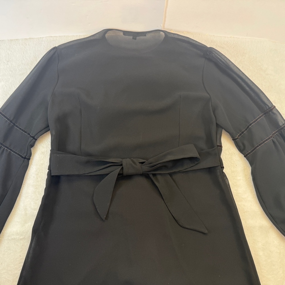Elisabetta Franchi Celyn B black sheer blouse puffed sleeve sequined top 46 - Picture 9 of 11